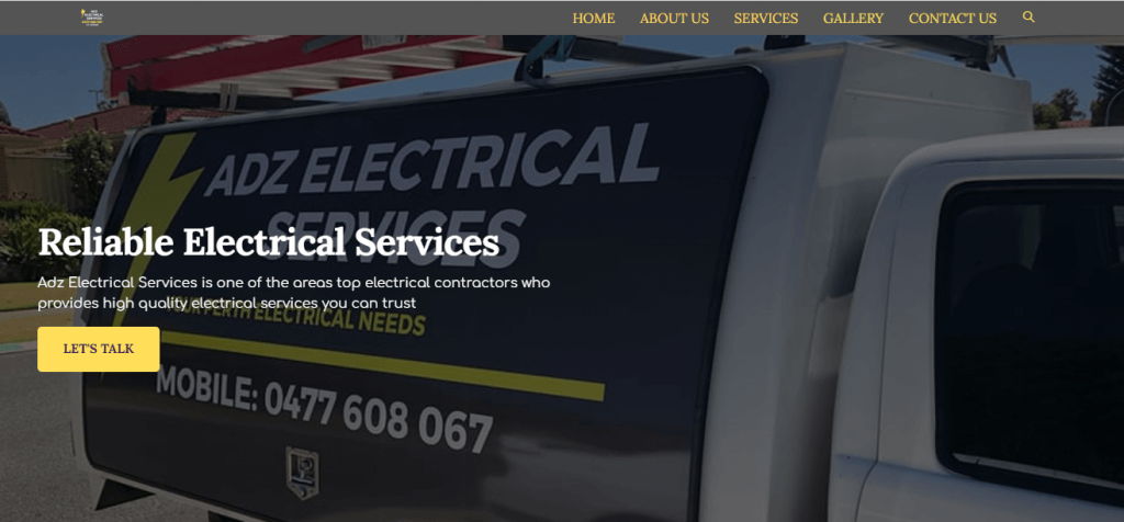 Affordable website design on ADZ Electrical Services
