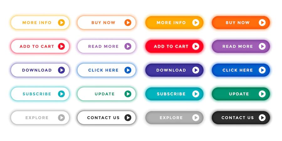 Web buttons collection different purposes